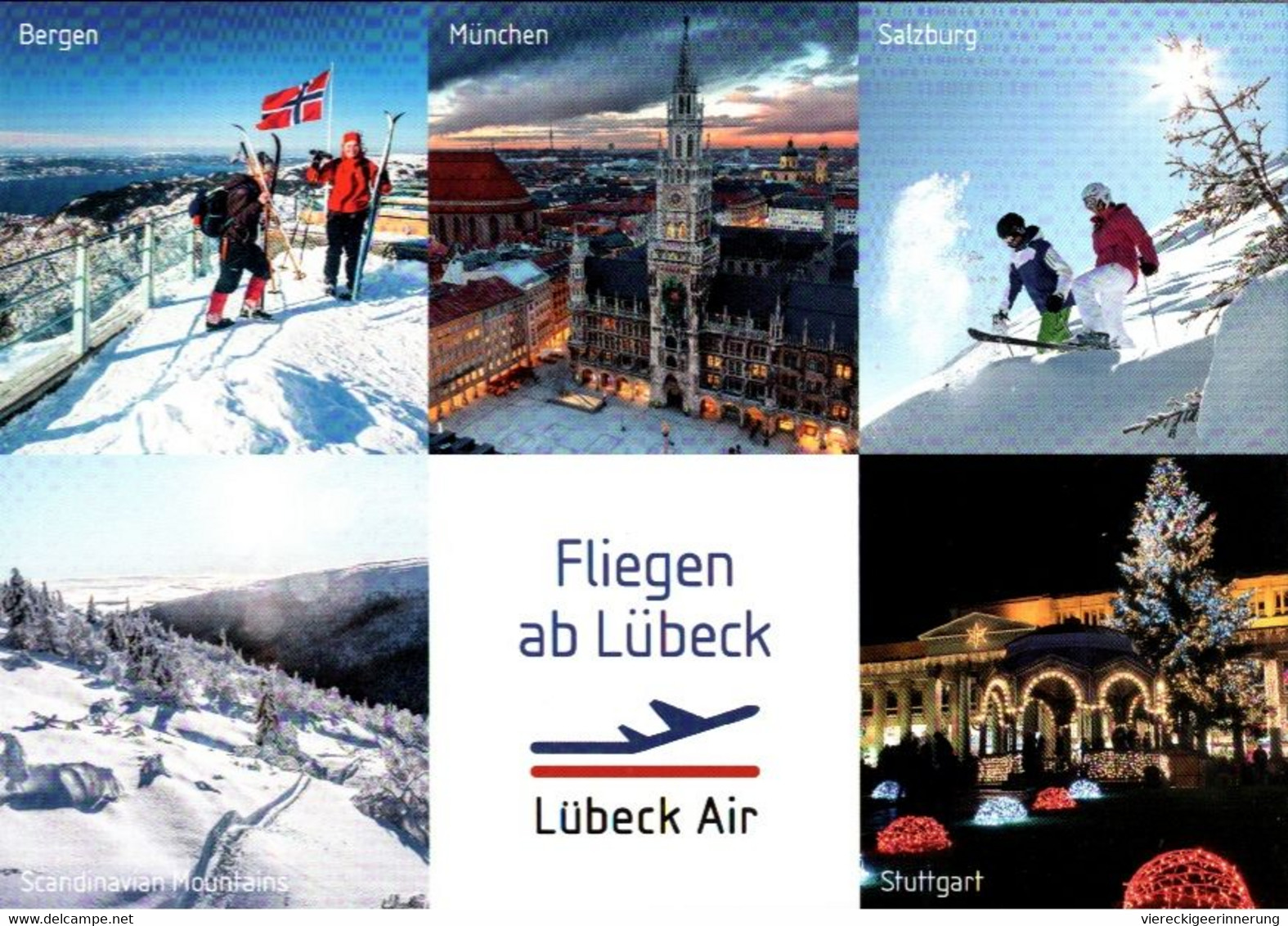 ! Moderne Ansichtskarte Lübeck Air , Bergen, München, Salzburg, Stuttgart - Aérodromes
