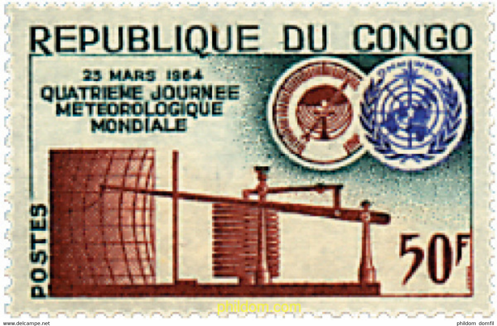 190104 MNH CONGO 1964 DIA MUNDIAL DE LA METEOROLOGIA - FDC