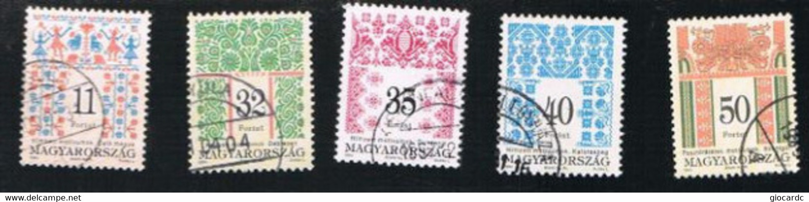 UNGHERIA (HUNGARY) - YV 3475.3481  - 1994  TRADITIONAL PATTERNS  - USED - Gebruikt