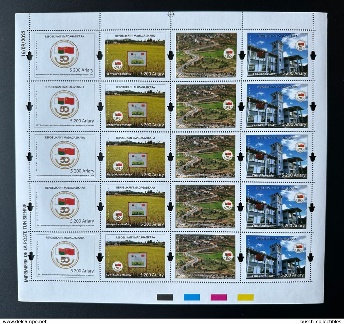 Madagascar Madagaskar 2022 Mi. 2751 - 2754 Sheet Bogen 50ème Anniversaire Relations Diplomatiques Chine China Riz CHU - Joint Issues