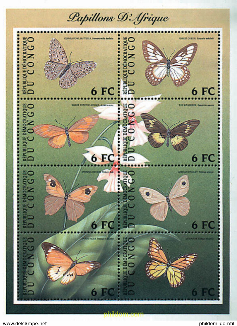 303099 MNH CONGO. República Democrática 2001 MARIPOSAS DE AFRICA - Usati