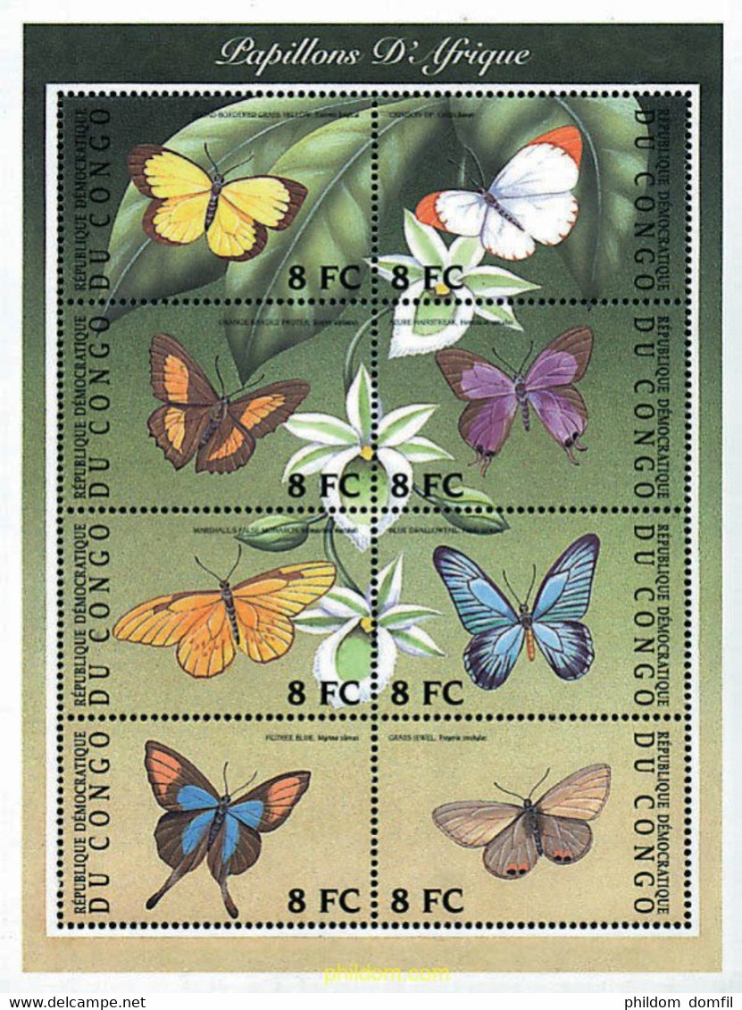 303096 MNH CONGO. República Democrática 2001 MARIPOSAS DE AFRICA - Used