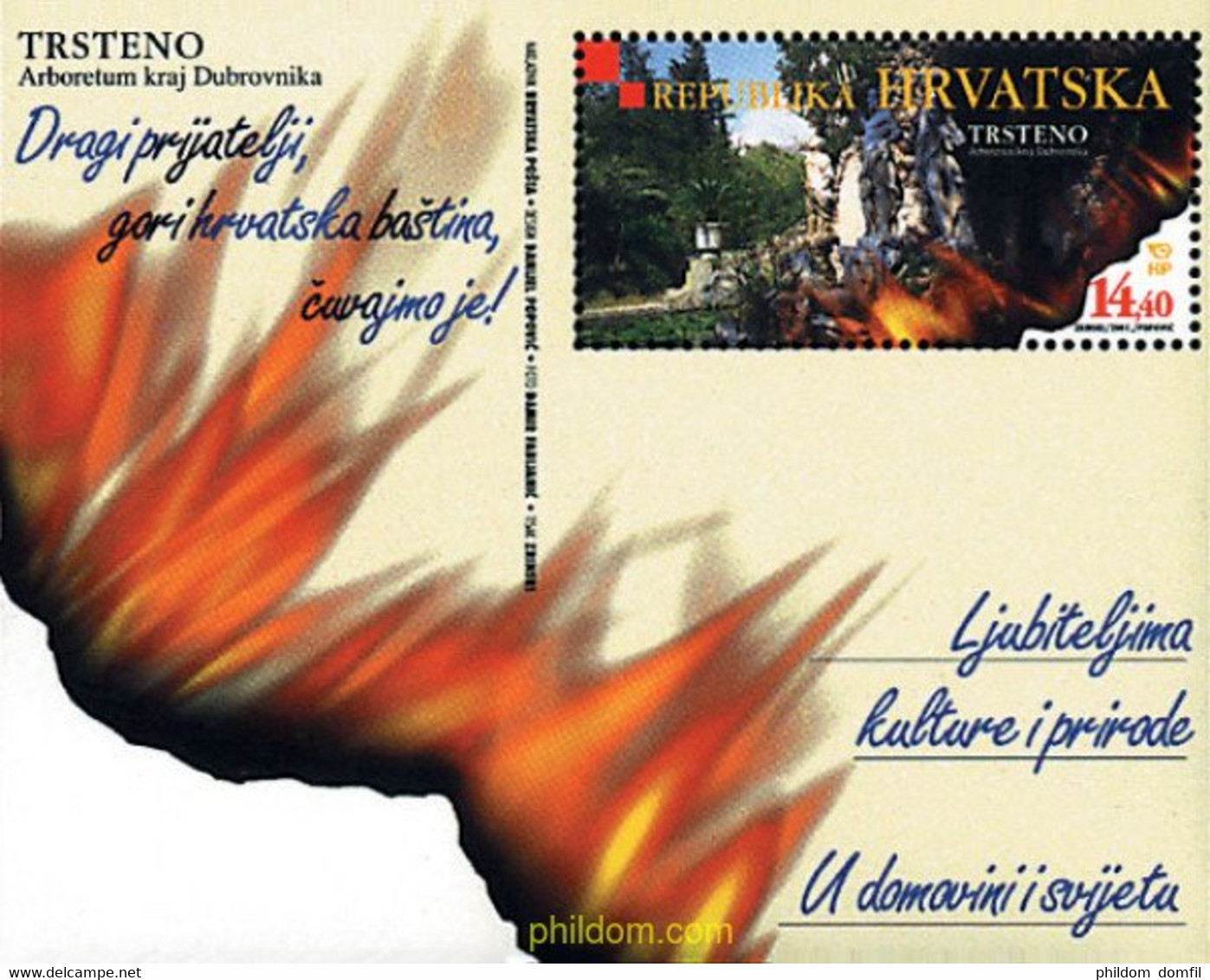 81154 MNH CROACIA 2001 ARBORETUM TRSTENO - Sapeurs-Pompiers