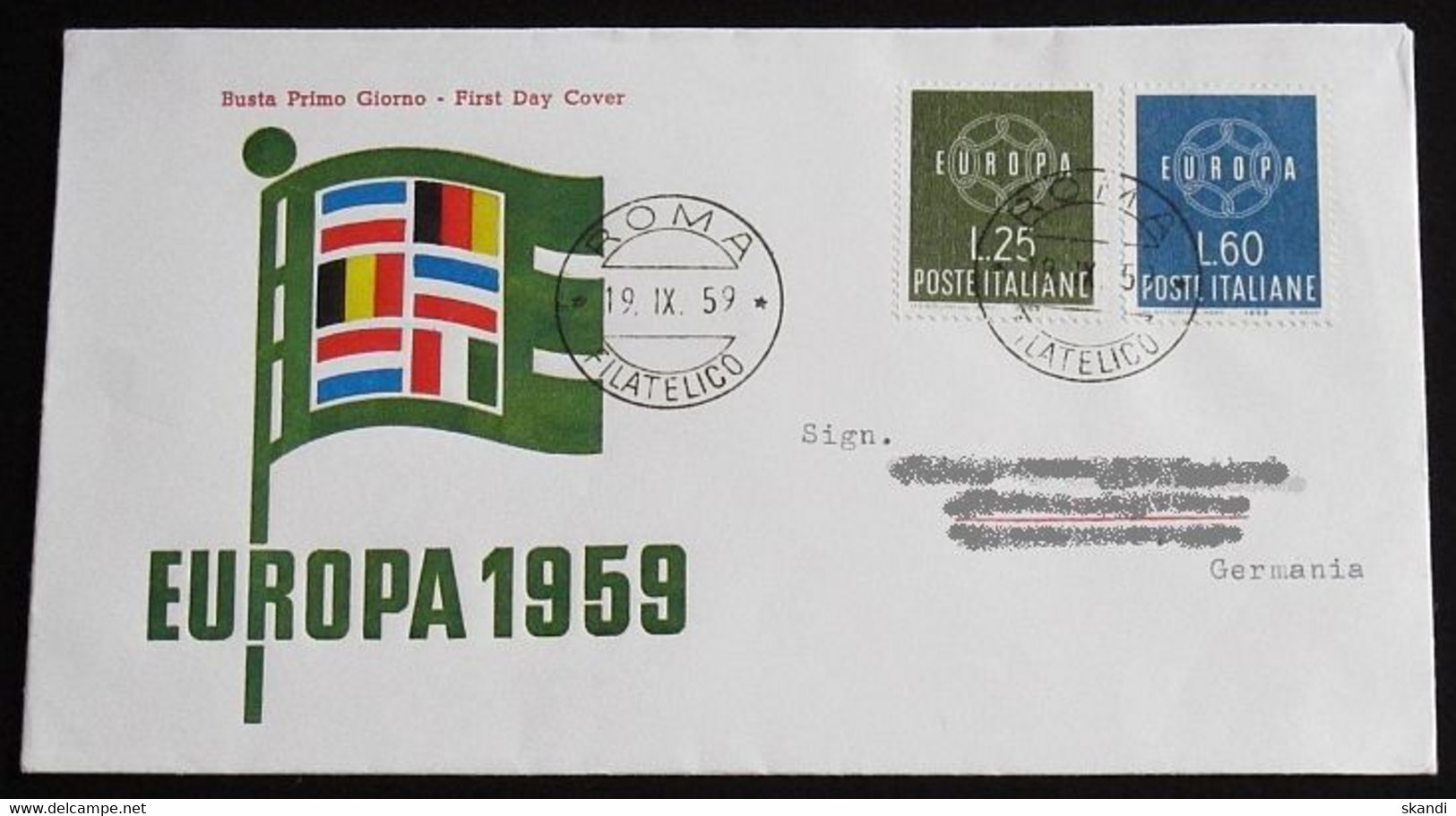 ITALIEN 1959 Mi-Nr. 1055/56 CEPT FDC - 1959