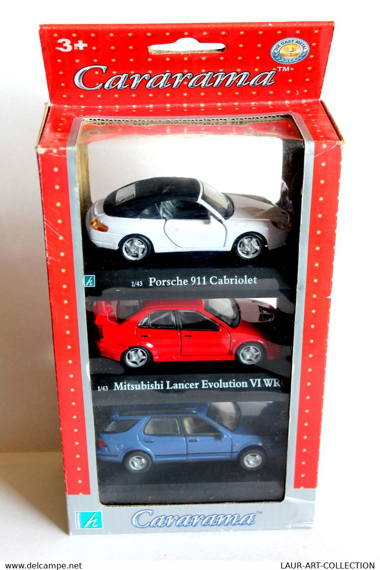 RARE SET DE 3! CARARAMA - PORSCHE 911 MITSUBISHI LANCER WRC, SAAB MINIATURE 1/43 - VEHICULE COLLECTION (2502.46) - Cararama (Oliex)