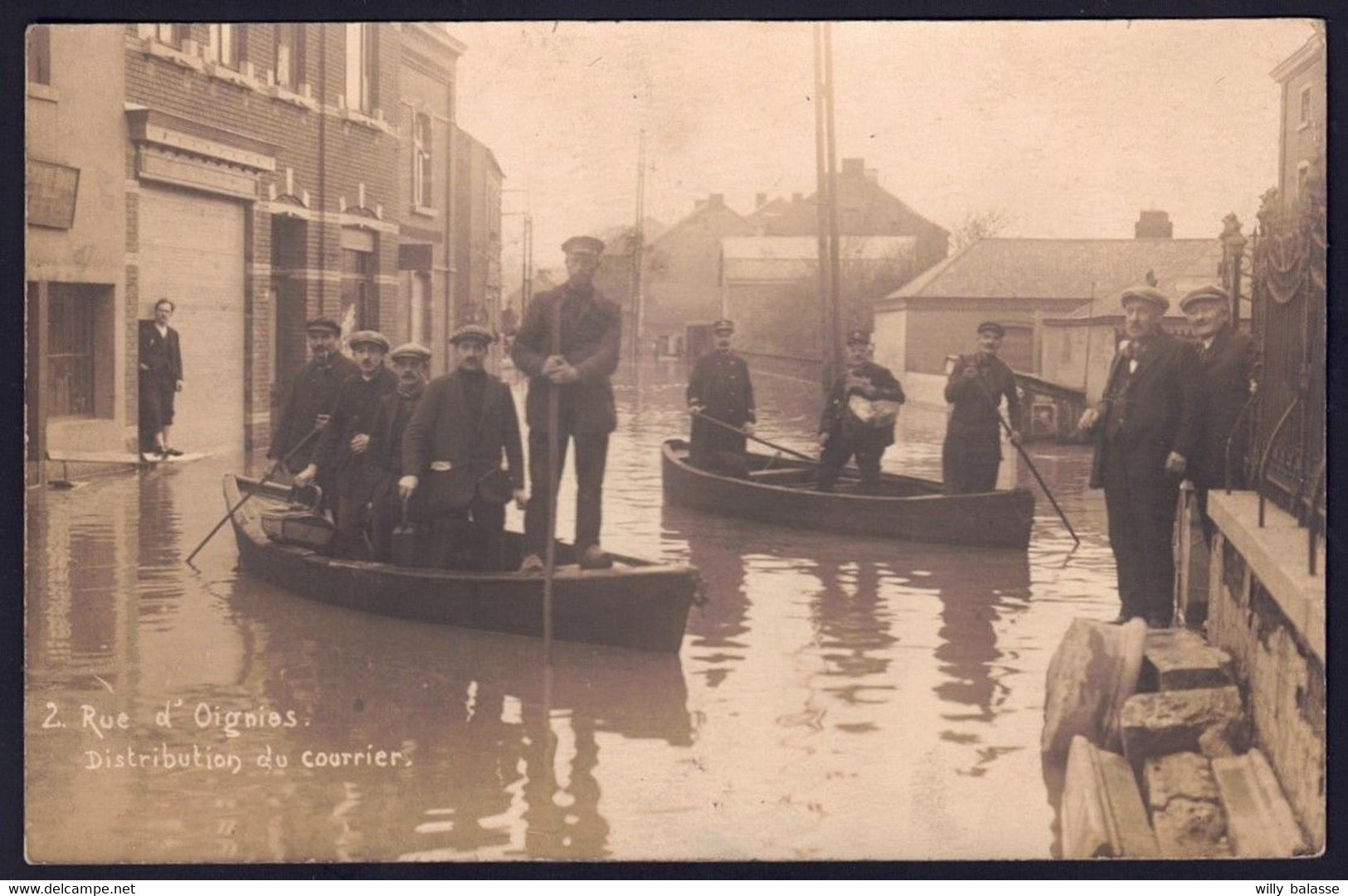 +++ Photo Carte - AISEAU - Rue D' Oignies - Distribution Du Courrier - Inondations   // - Aiseau-Presles