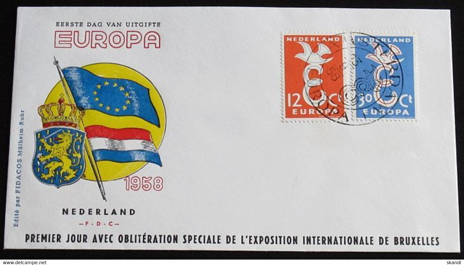 NIEDERLANDE 1958 Mi-Nr. 718/19 CEPT FDC - 1958