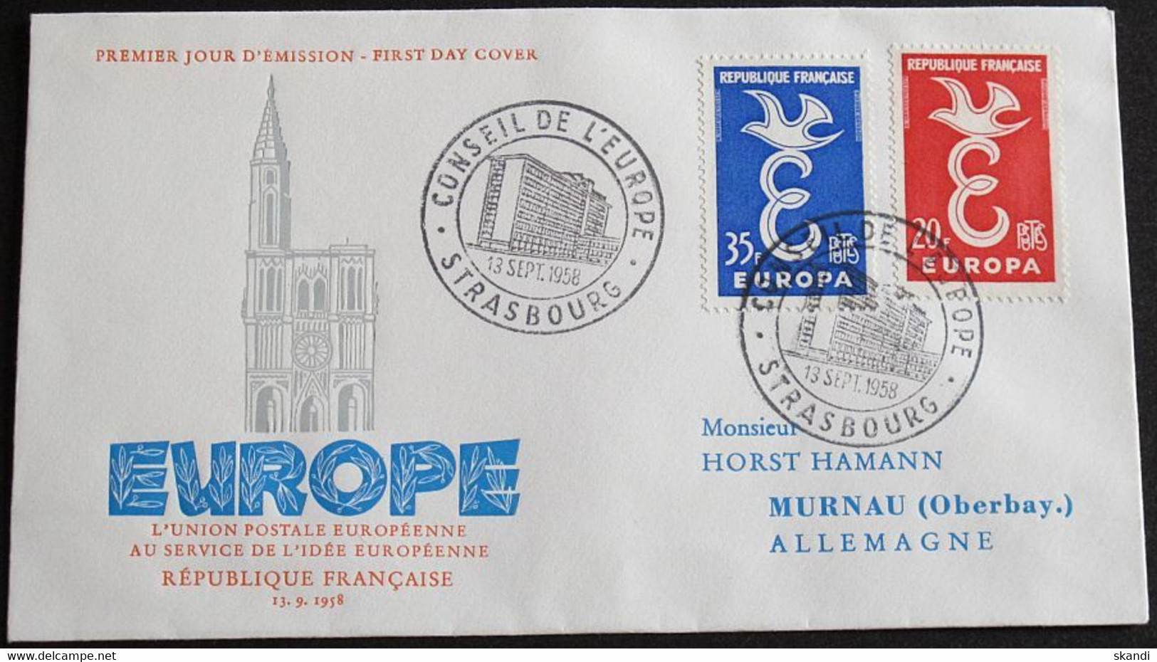 FRANKREICH 1958 Mi-Nr. 1210/11 CEPT FDC - 1958