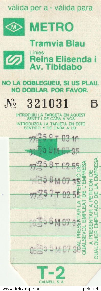 Spain Espagne España - Metro - FGC - Ticket - Billete - Europa