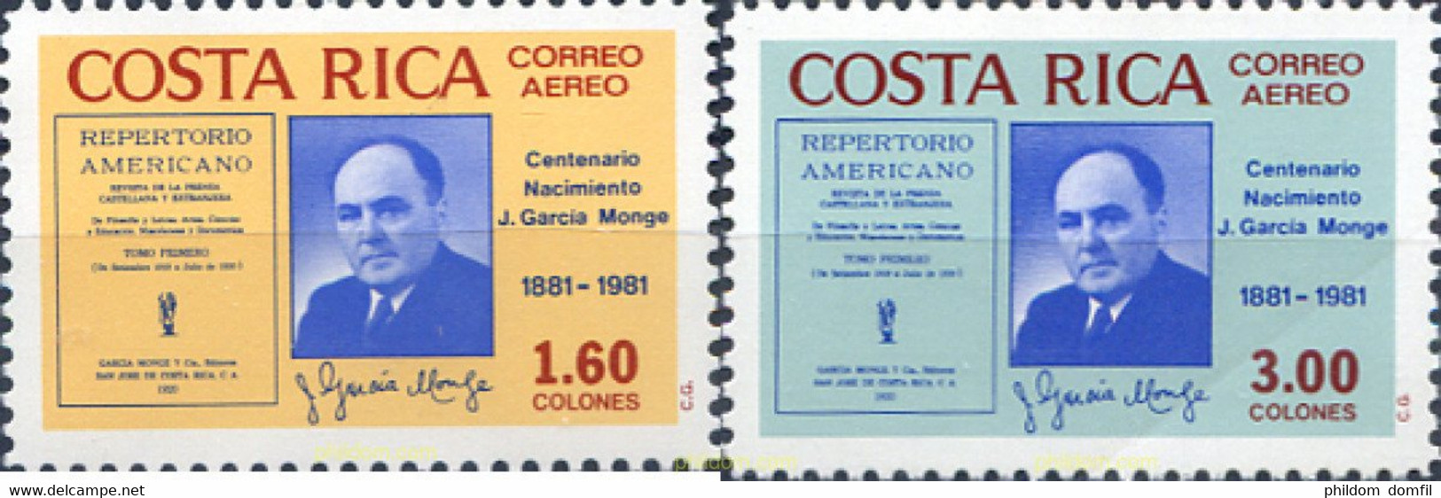 302903 MNH COSTA RICA 1981 CENTENARIO DEL NACIMIENTO DE J.GARCIA MONGE REPORTEO AMERICANO - Autres & Non Classés