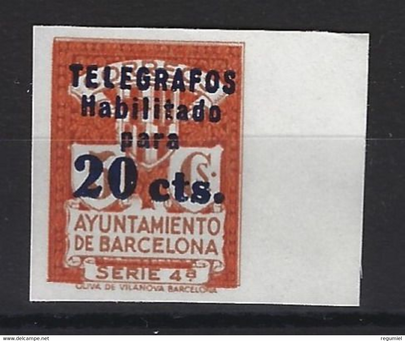 Barcelona Telegrafos  5s (*) Sin Goma. 1934. Sin Dentar. Serie 4 - Barcelona