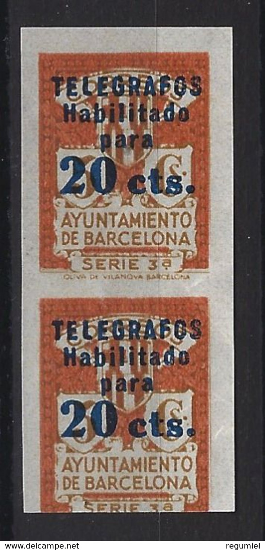 Barcelona Telegrafos  5s (*) Sin Goma. 1934. Sin Dentar. Serie 3. Pareja - Barcelona