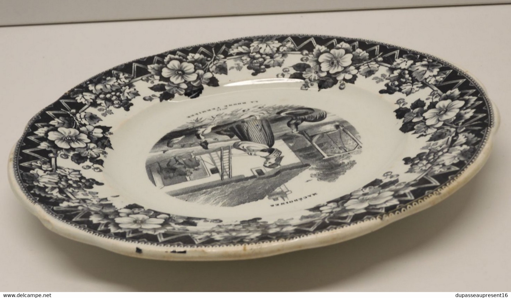 *ASSIETTE CREIL & MONTEREAU PORCELAINE OP. MACEDOINES N° 12 LA BONNE FERMIERE   E