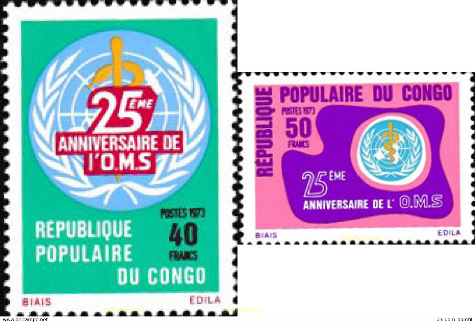 609306 MNH CONGO 1973 25 ANIVERSARIO DE LA ORGANIZACION MUNDIAL DE LA SALUD - FDC