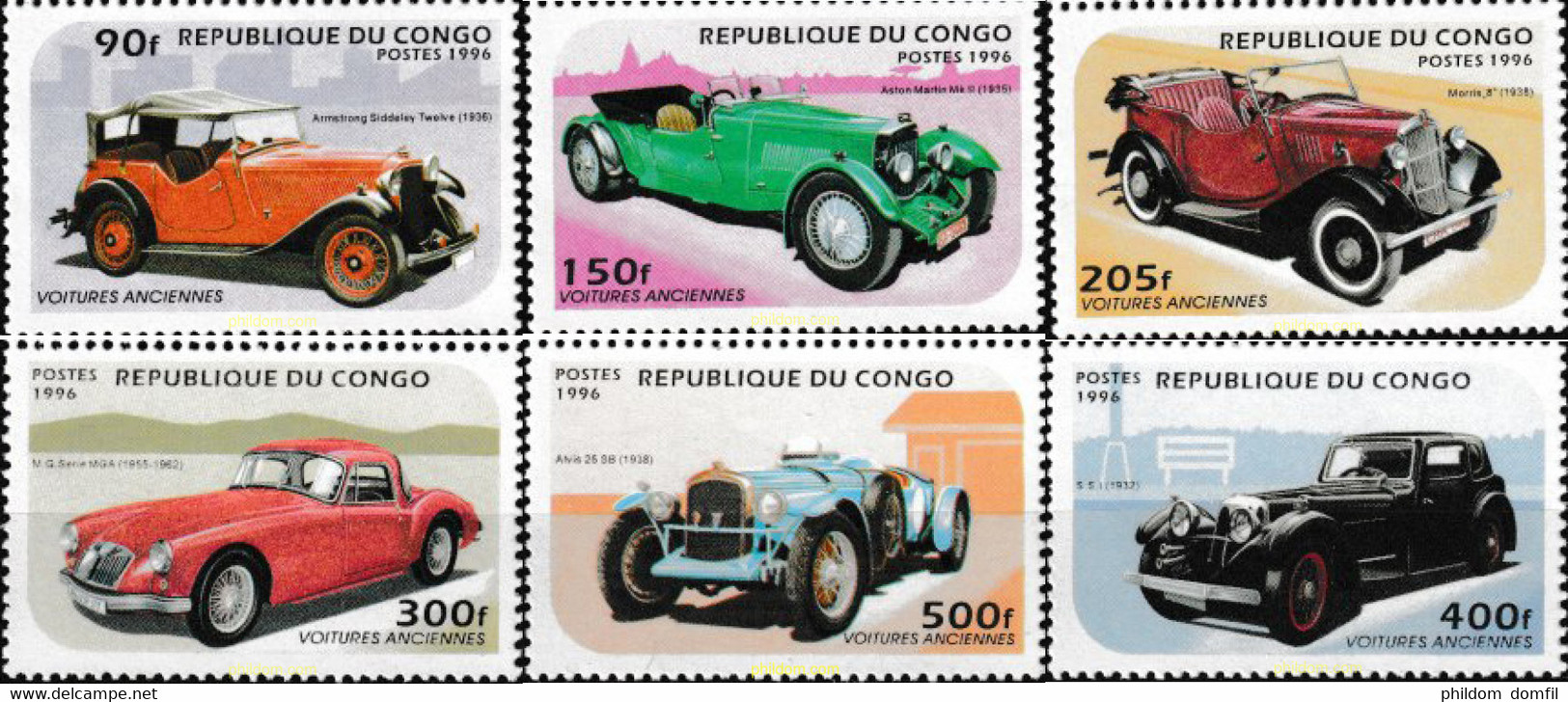 609711 MNH CONGO 1996 COCHES ANTIGUOS - FDC