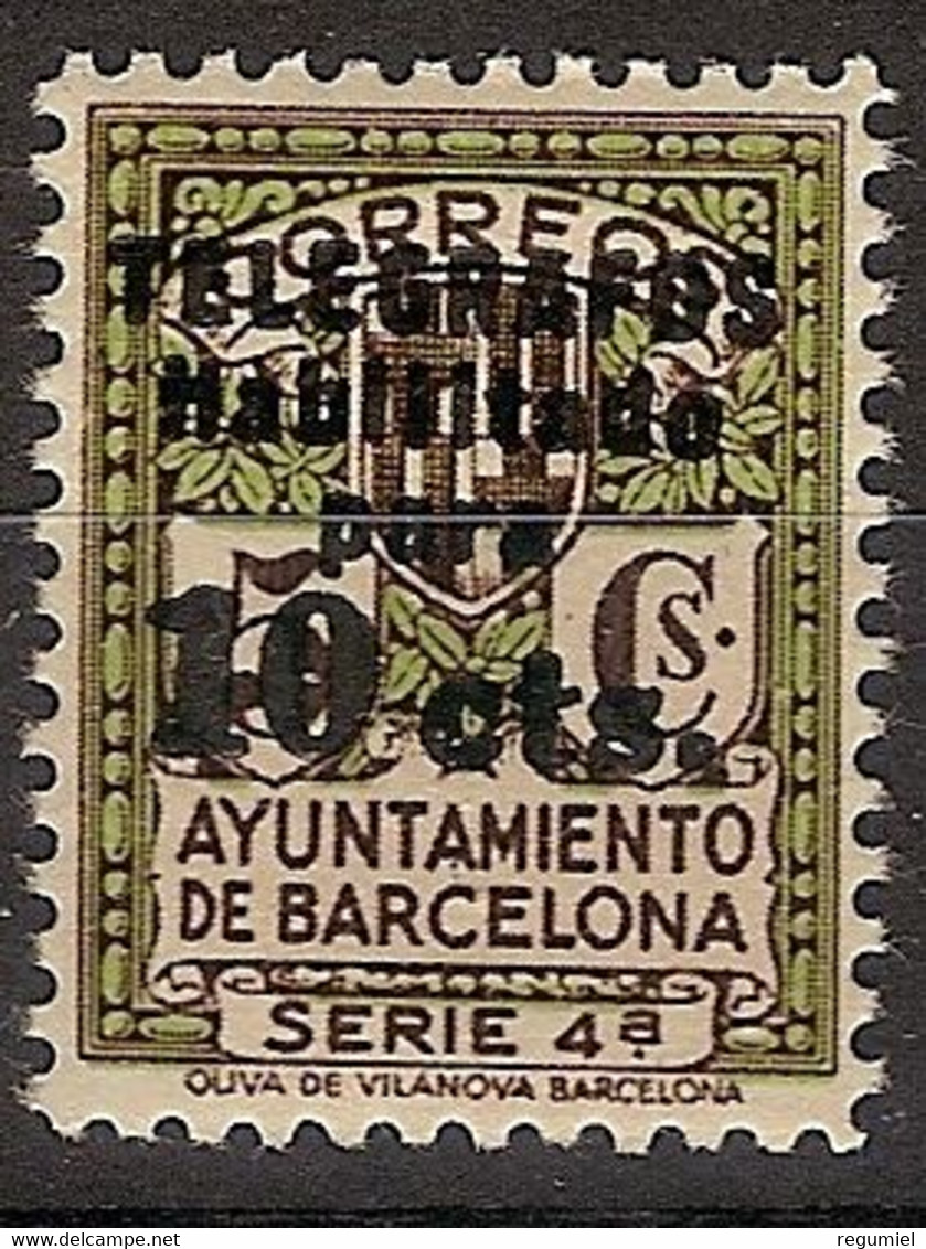 Barcelona Telegrafos 10 * Charnela. 1936 - Barcelona