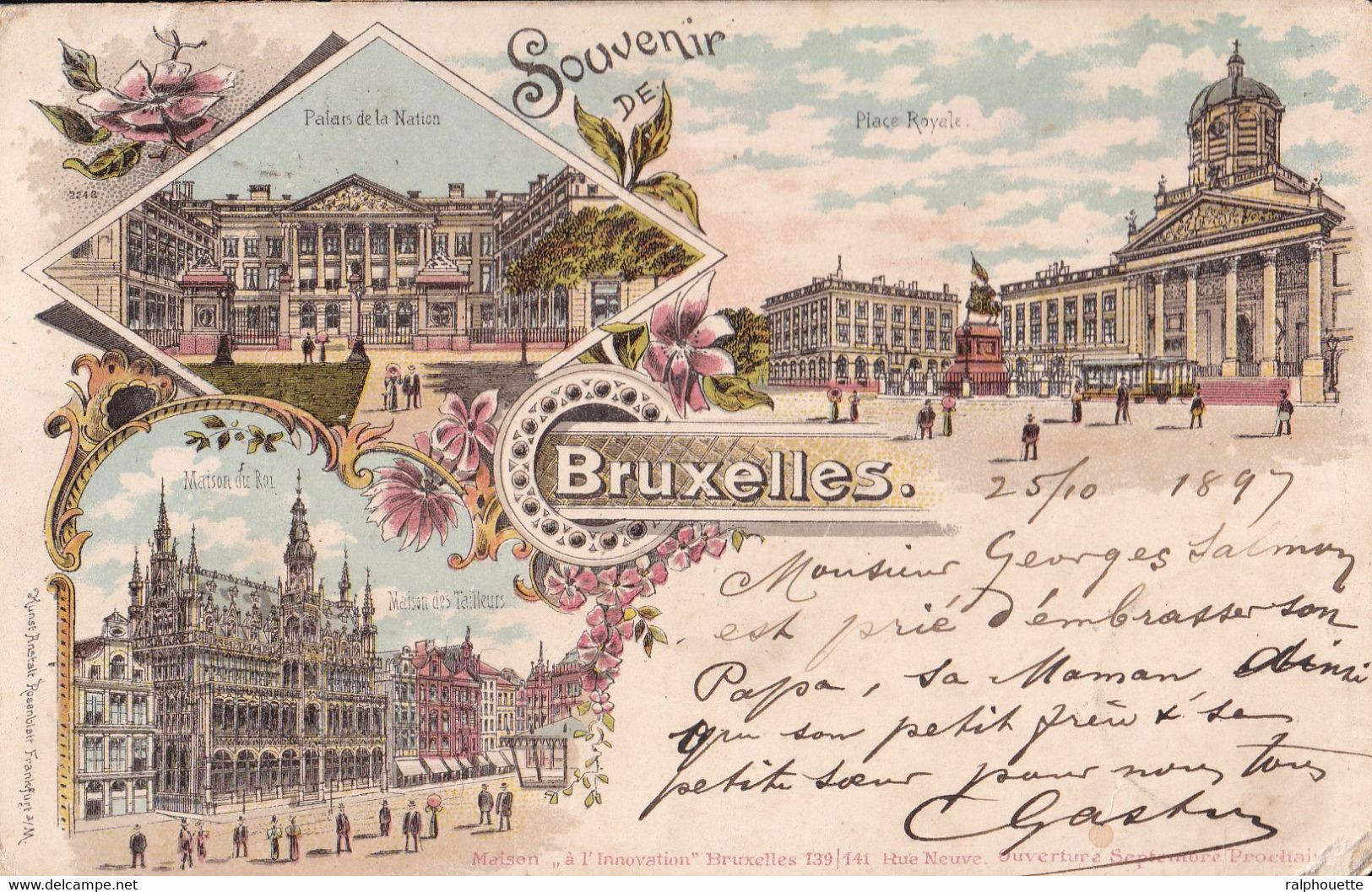 Souvenir De Bruxelles - Précurseur - Cachet De Bruxelles à Dieuze - Panoramische Zichten, Meerdere Zichten