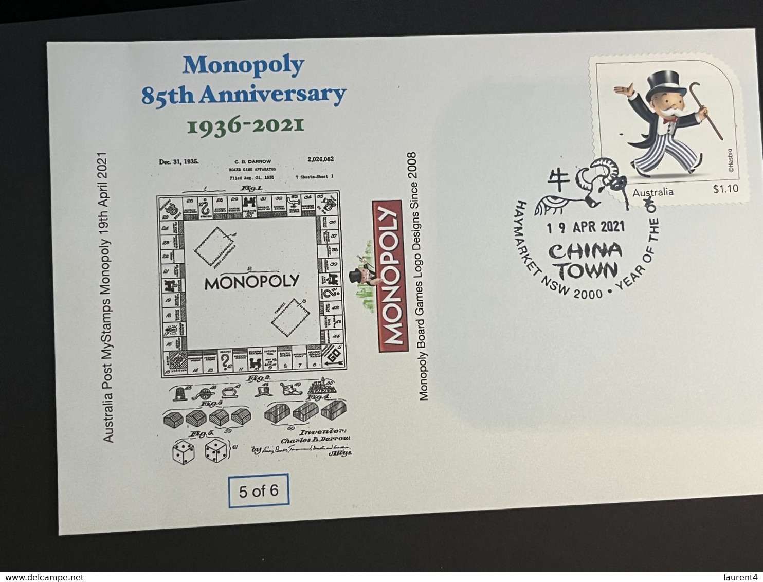 (1 P 12) 85th Anniversary Of Monopoly Board Games - 19 April 2021 (OZ Monopoly Stamp) Number 5 Of 6 - Autres & Non Classés