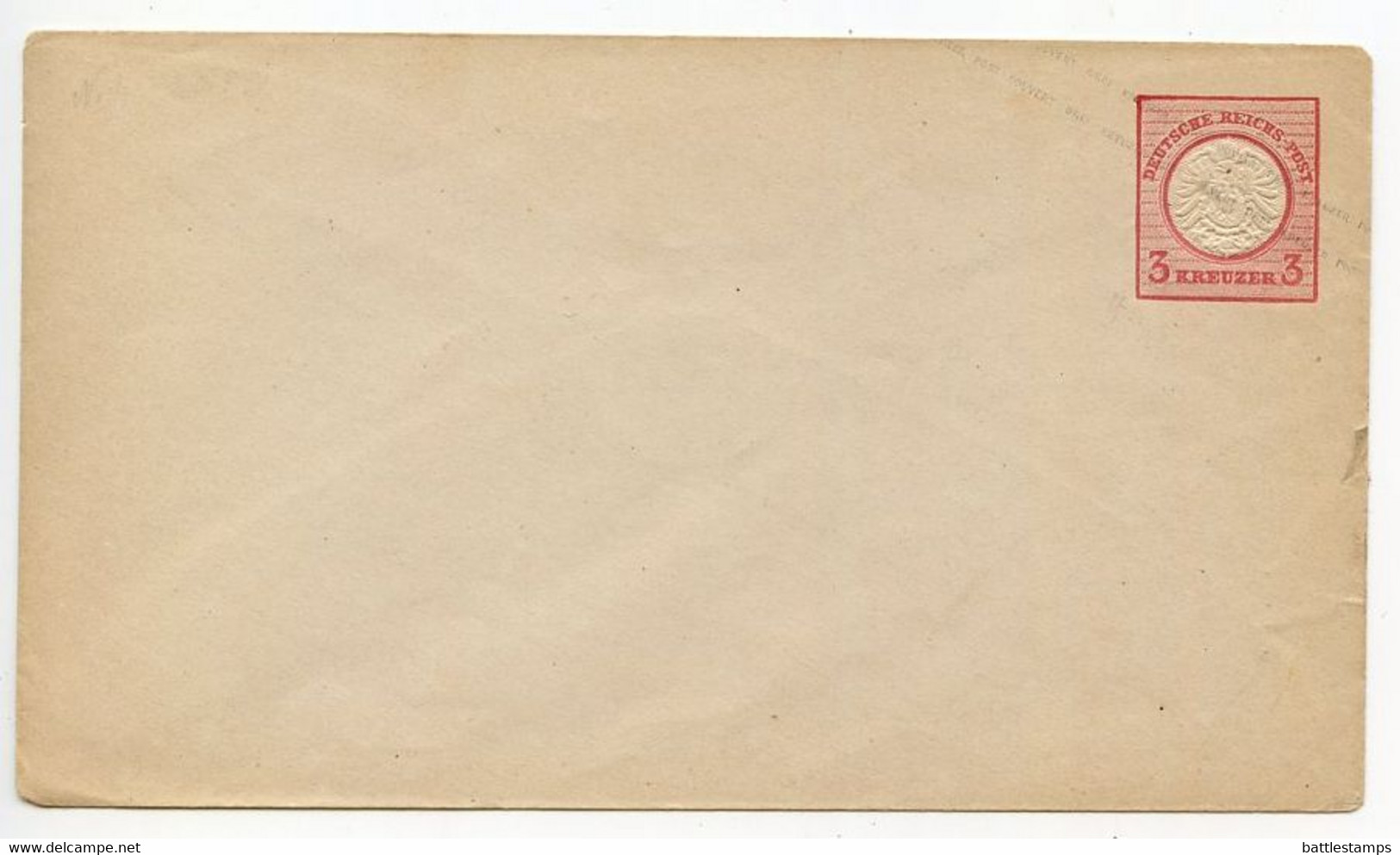 Germany 1870's Mint 3kr Imperial Eagle Postal Envelope - Enveloppes