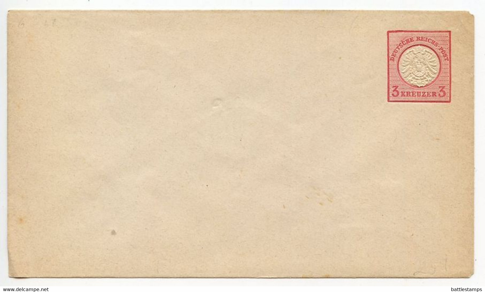Germany 1870's Mint 3kr Imperial Eagle Postal Envelope - Briefe