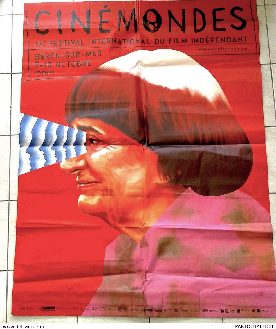 Affiche Orig FESTIVAL CINEMONDES Agnes Varda 120x160 Berck Montreuil Illus Aleksander Walijewski 2021 - Affiches & Posters