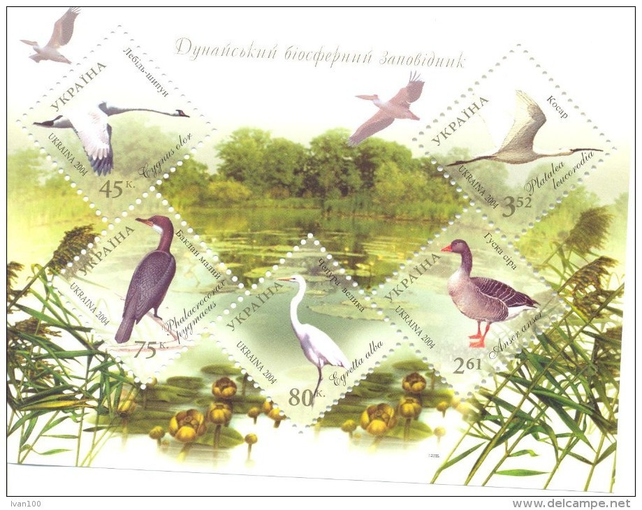 2004.  Ukraine, Birds, Danube's Nature Reserve, S/s, Mint/** - Ukraine