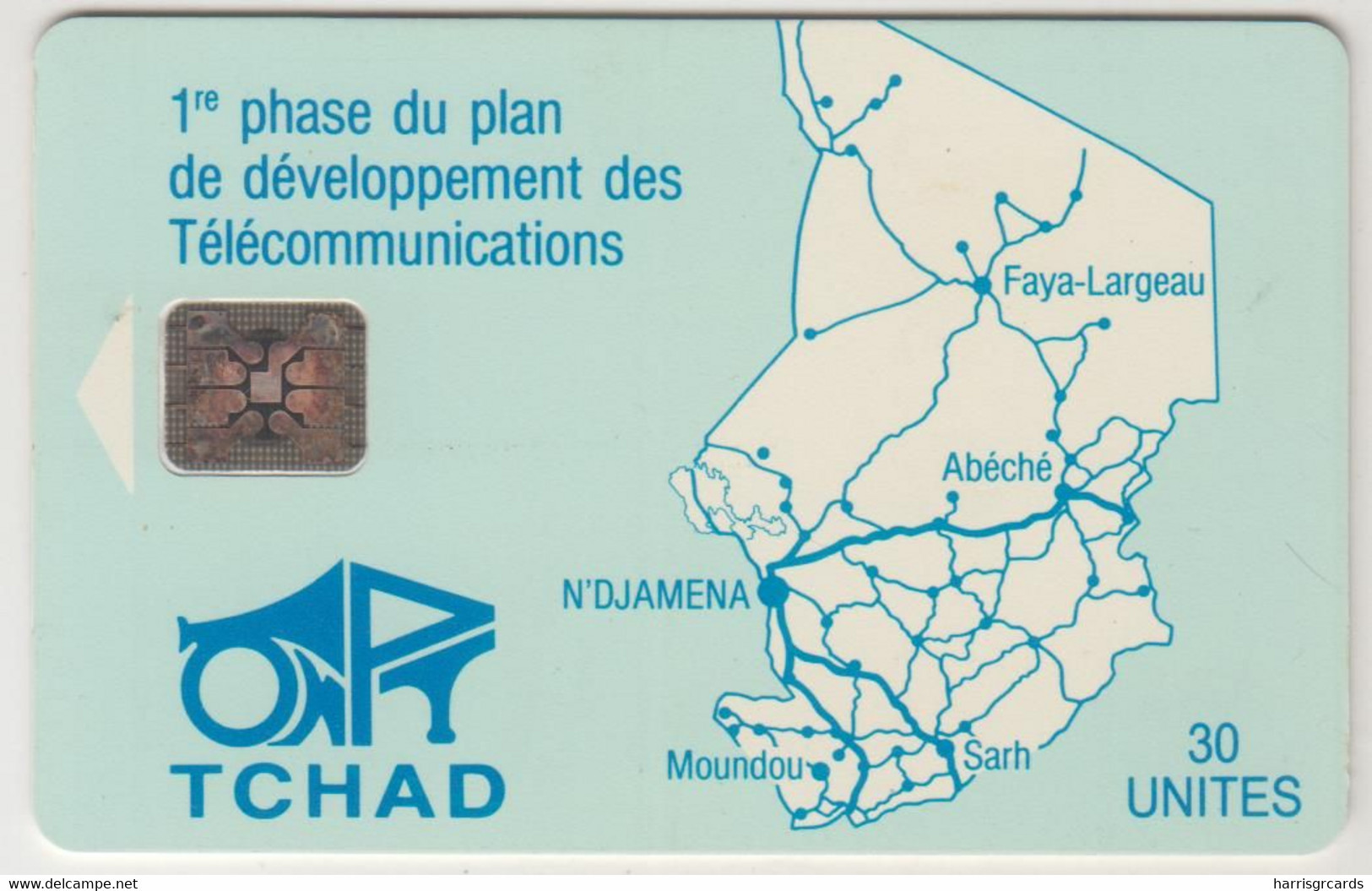 CHAD - Blue Map Of Chad, CN :44769, 30 U, Used - Tschad