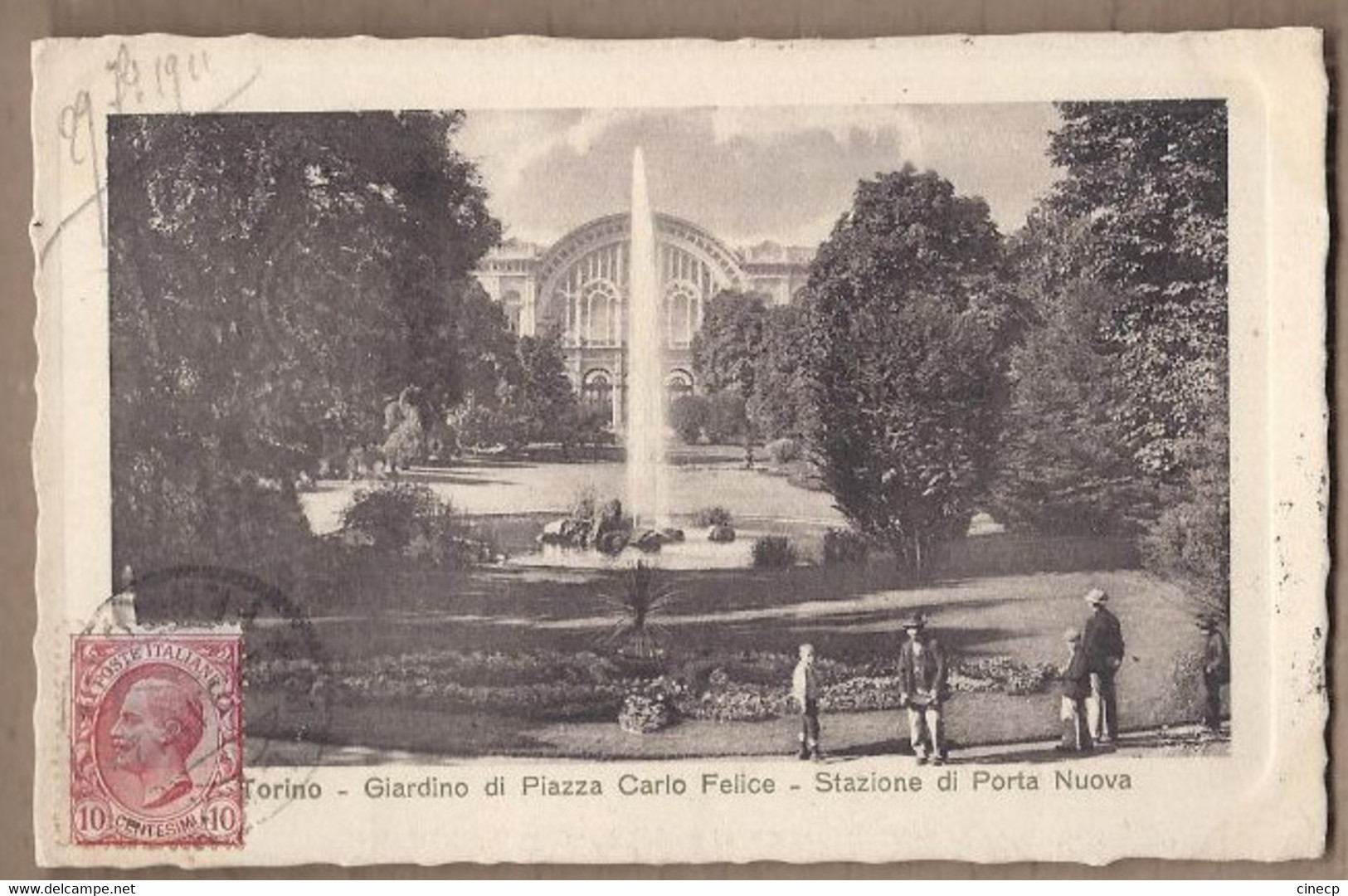 CPA ITALIE - TURIN TORINO - Giardino Di Piazza Carlo Felice + Stazione Di Porta Nuova GARE Animation - Stazione Porta Nuova