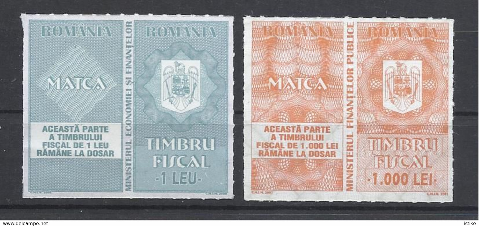 Romania, Revenue Stamps, 2001, 2008, Lot Of 2. - Steuermarken