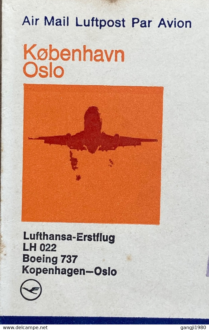 DENMARK TO NORWAY,GERMANY 1972, FIRST FLIGHT COVER, LUFTHANSA BOEING 737, ILLUSTRATE & CACHET, COPENHAGEN TO OSLO BOTH C - Covers & Documents