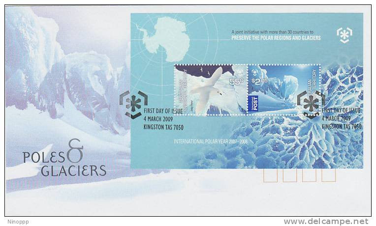 Australian Antarctic Territory-2009 Poles & Glaciers MS  FDC - Andere & Zonder Classificatie