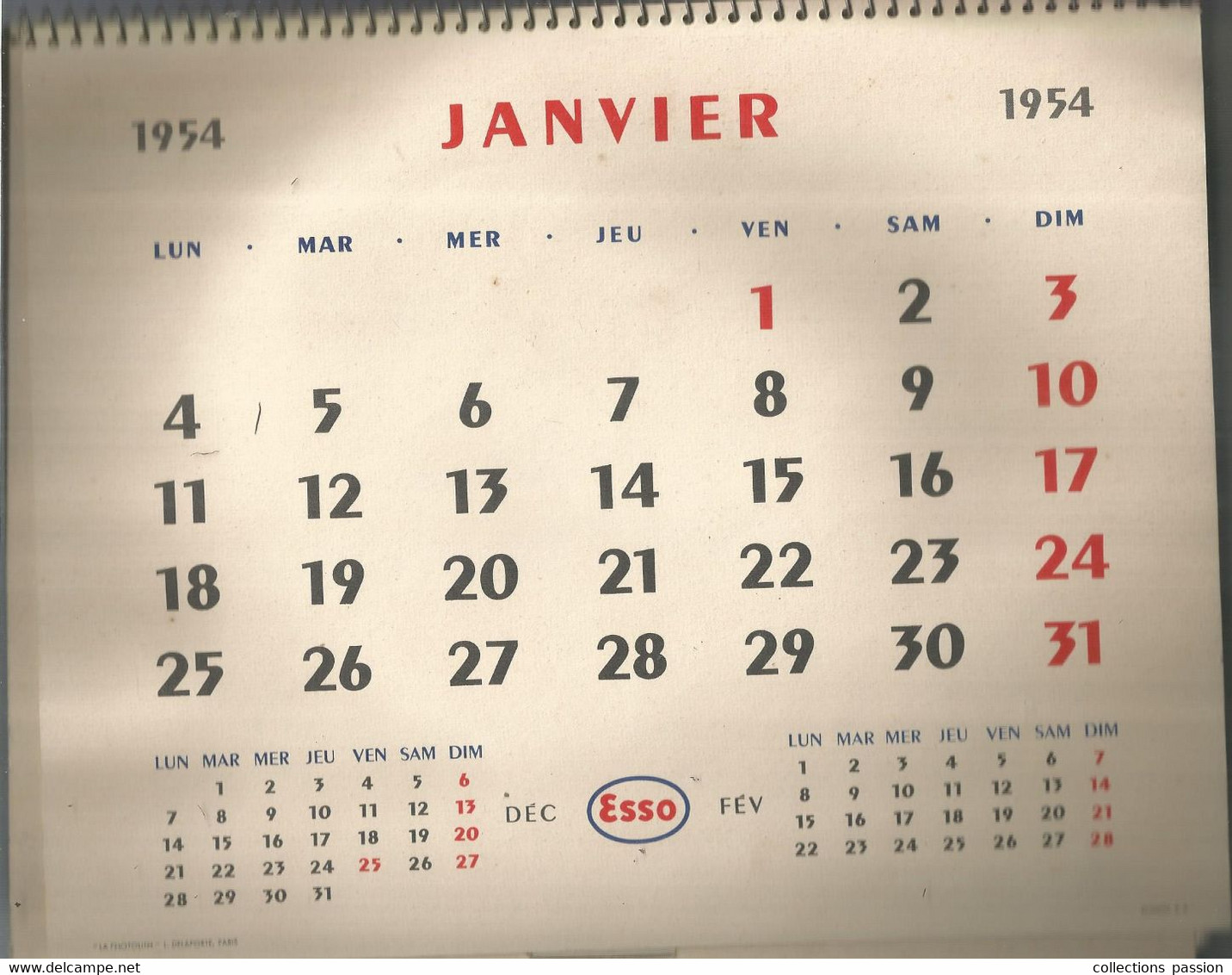 Calendrier, Grand Format, 1954, JEAN MERCIER,  GARAGE, JAUNAY-CLAN, Vienne , Paysages De France,frais Fr 3.95 E - Big : 1941-60