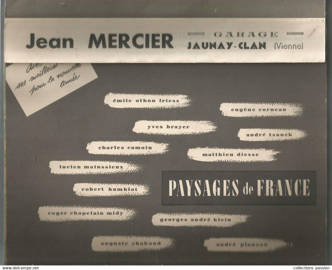 Calendrier, Grand Format, 1954, JEAN MERCIER,  GARAGE, JAUNAY-CLAN, Vienne , Paysages De France,frais Fr 3.95 E - Big : 1941-60