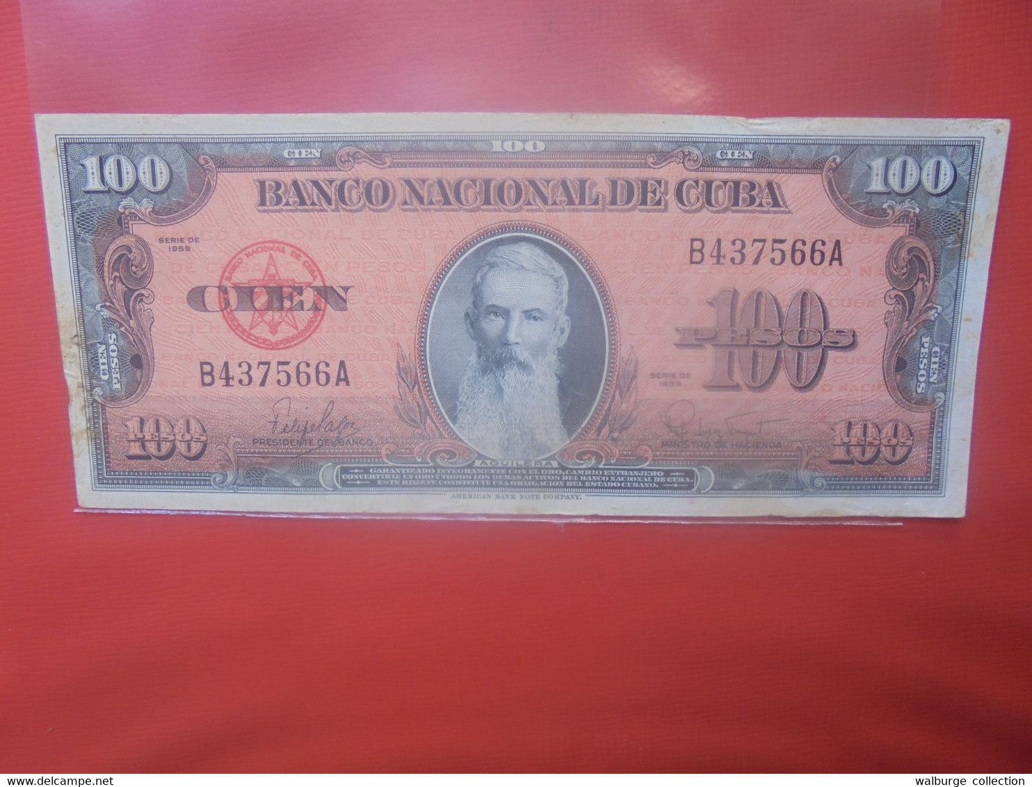 CUBA 100 PESOS 1959 Circuler  (B.29) - Cuba