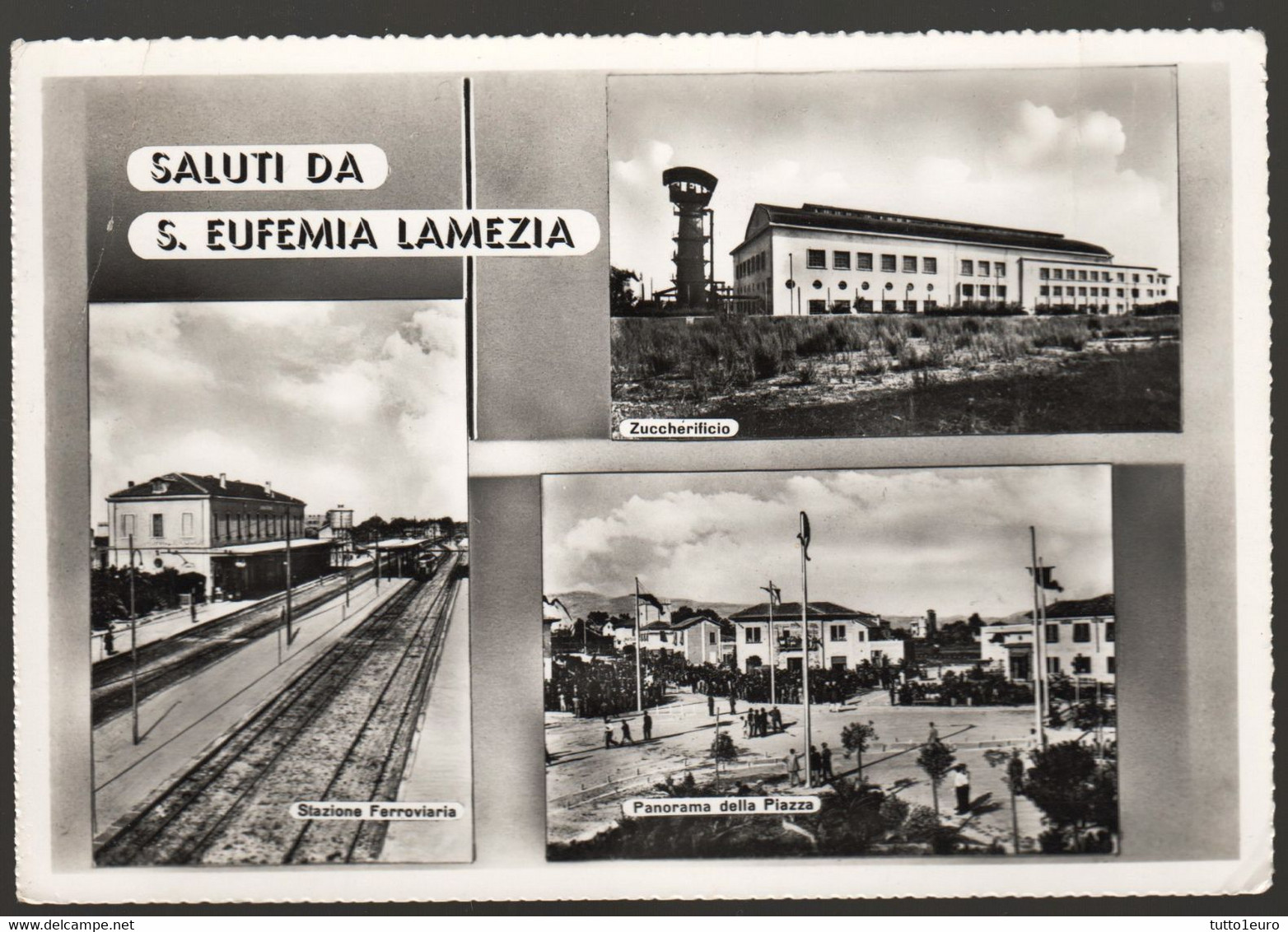SANT'EUFEMIA DI LAMEZIA TERME - CATANZARO - 1960 - SALUTI CON STAZIONE FERROVIARIA - Lamezia Terme