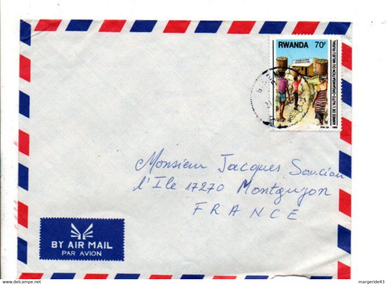 RWANDA SEUL SUR  LETTRE POUR LA FRANCE 1990 - Lettres & Documents