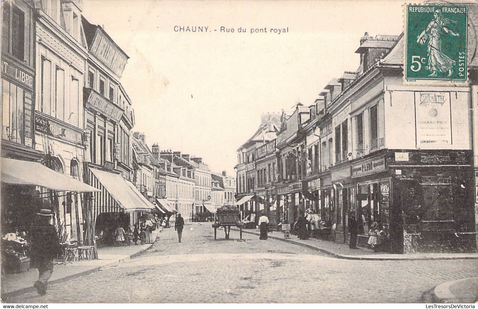 FRANCE - 02 - CHAUNY - Rue Du Pont Royal - Commerce - Carte Postale Ancienne - Chauny