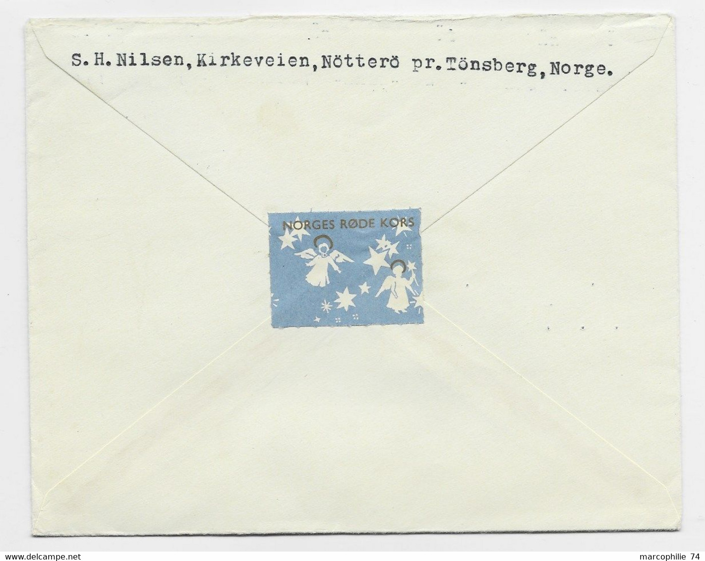 NORGE NORWAY LETTRE COVER AVION TONSBERG 10.1.1955 TO USA - Lettres & Documents