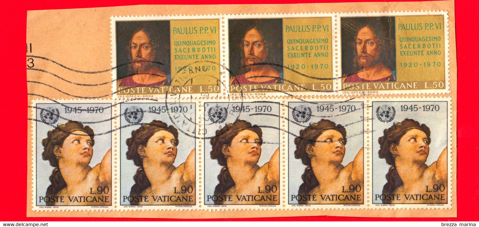 VATICANO  - Usato - 1970 - 25º Anniversario Dell'ONU (5 Pz) - Paolo VI (3pz) - Used Stamps