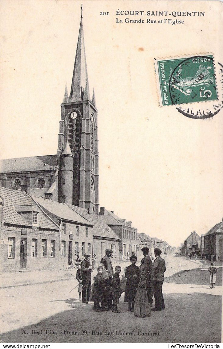 FRANCE - 62 - ECOURT SAINT QUENTIN - La Grande Rue Et L'église  - Carte Postale Ancienne - Otros & Sin Clasificación