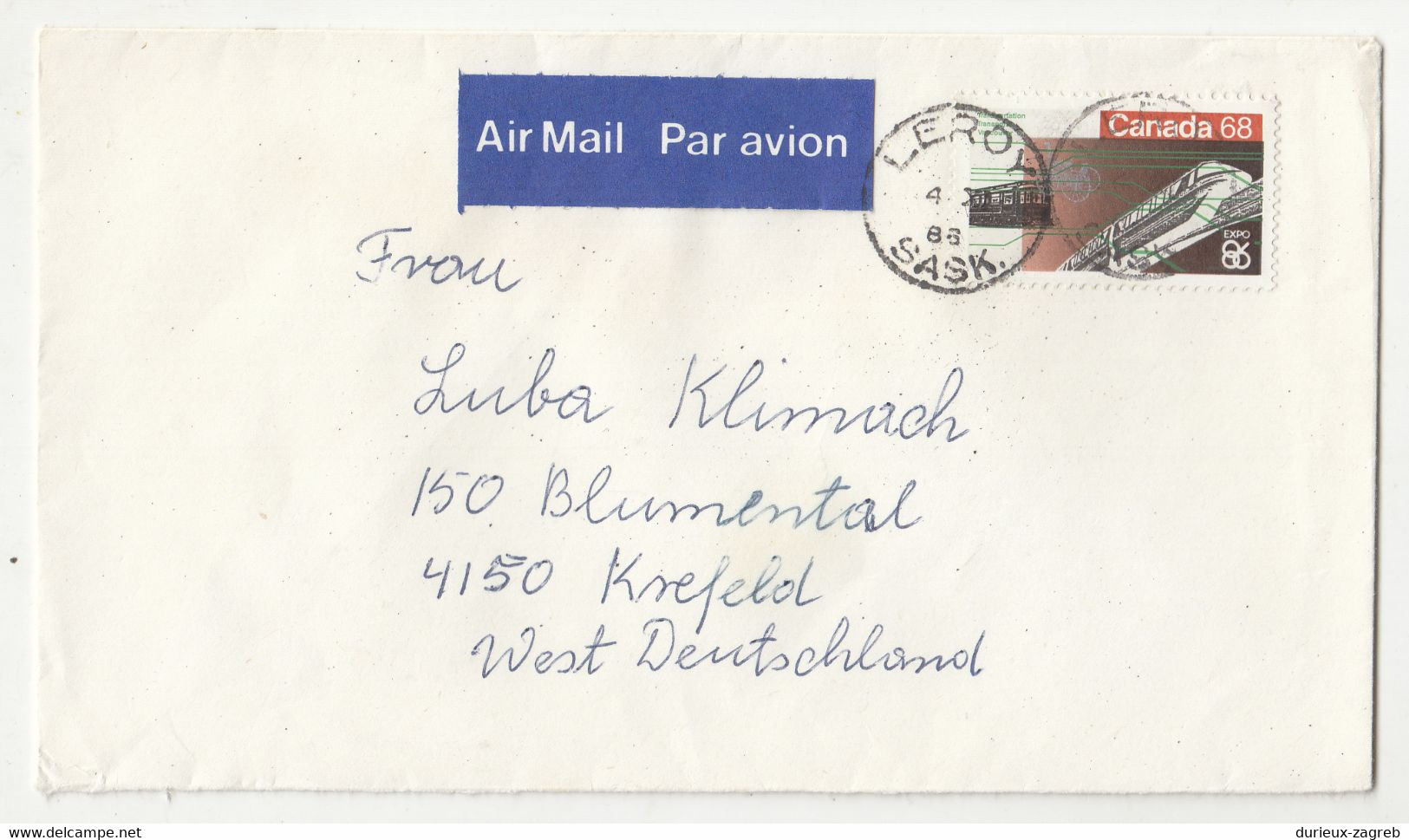 Canada Letter Cover Posted 1988 To Germany B230301 - Lettres & Documents