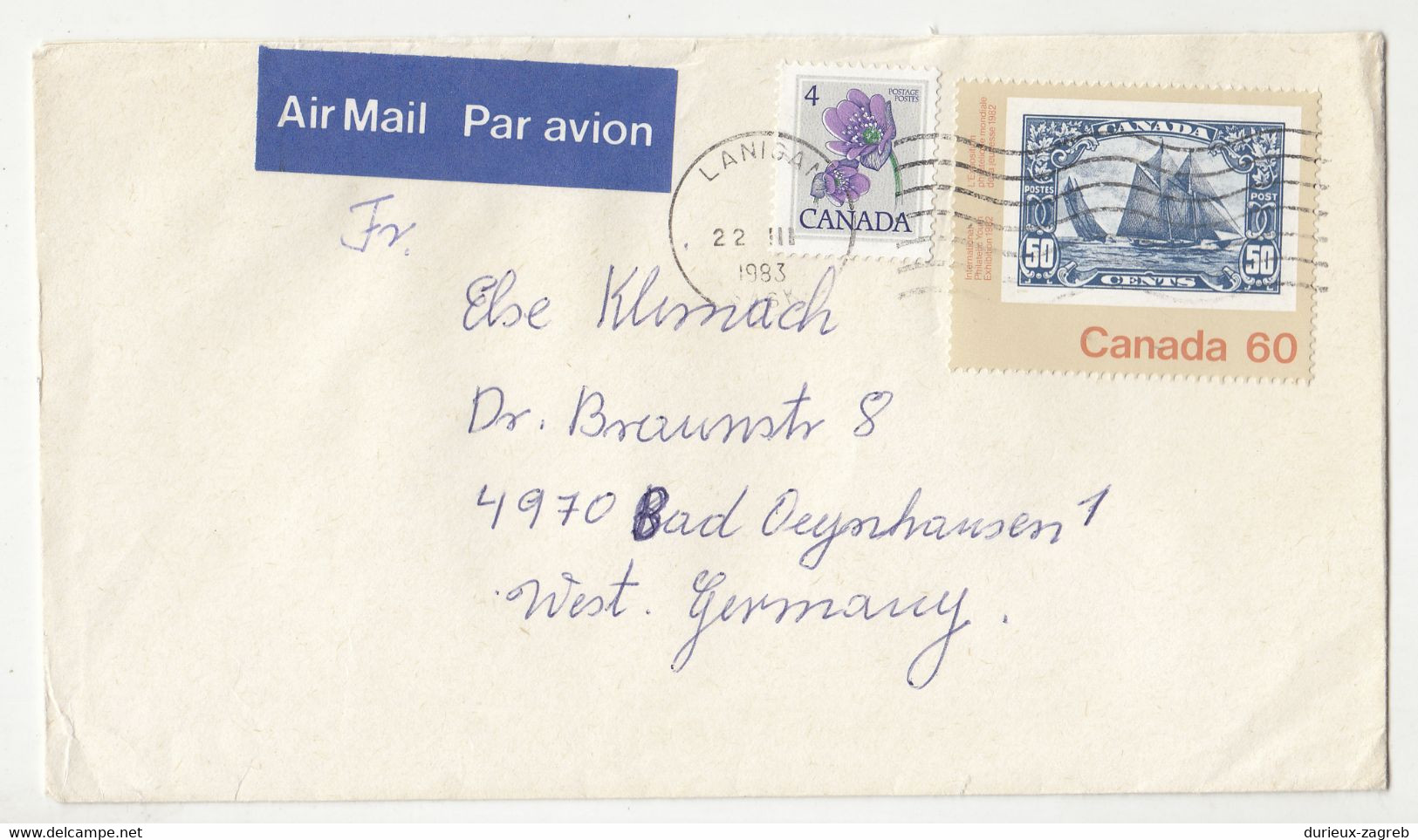 Canada Letter Cover Posted 1983 To Germany B230301 - Briefe U. Dokumente