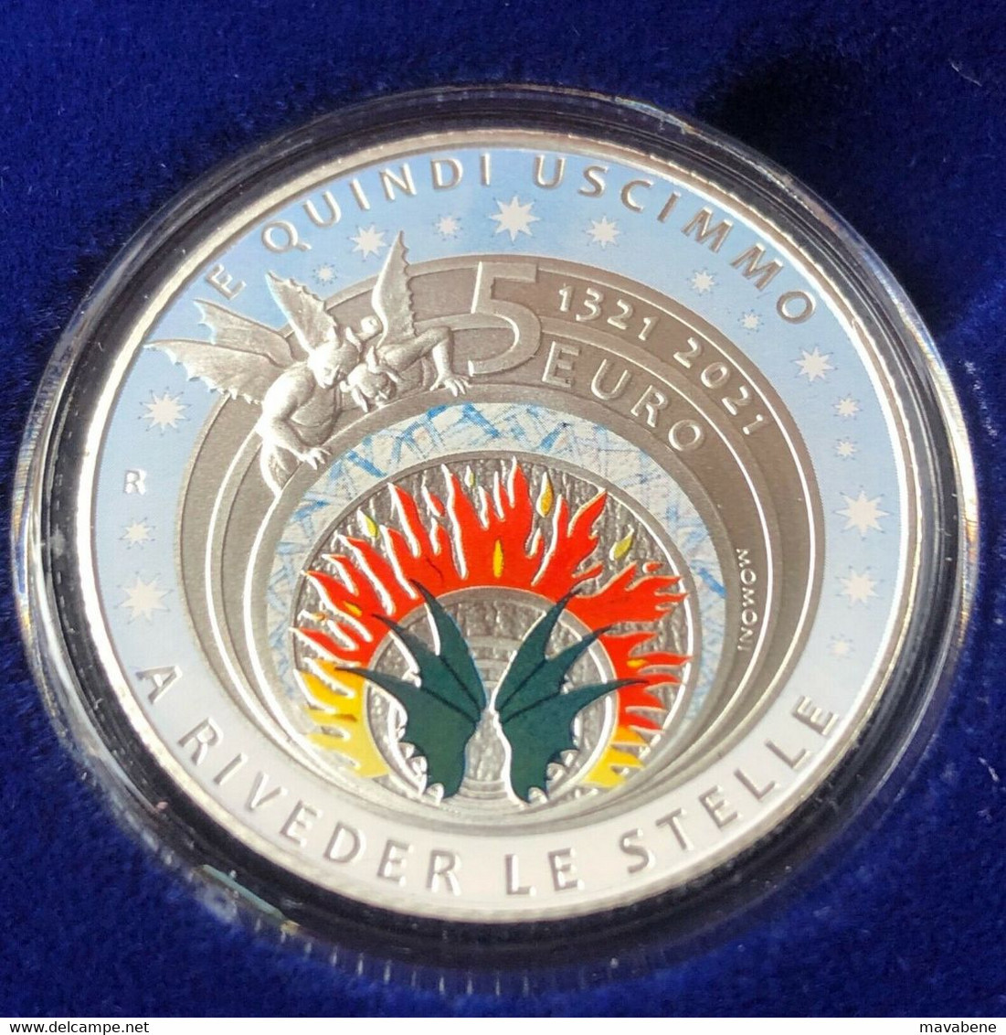 ITALIA 2021 ANNIVERSARIO DANTE ALIGHIERI INFERNO MONETA ARGENTO 5 EURO ASTUCCIO - Collezioni