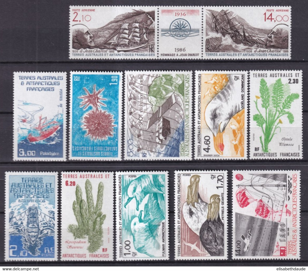 TAAF - 1986 - ANNEE COMPLETE  AVEC POSTE AERIENNE YVERT N° 115/121+ PA92/96 **  MNH - COTE = 33.15 EUR. - Años Completos