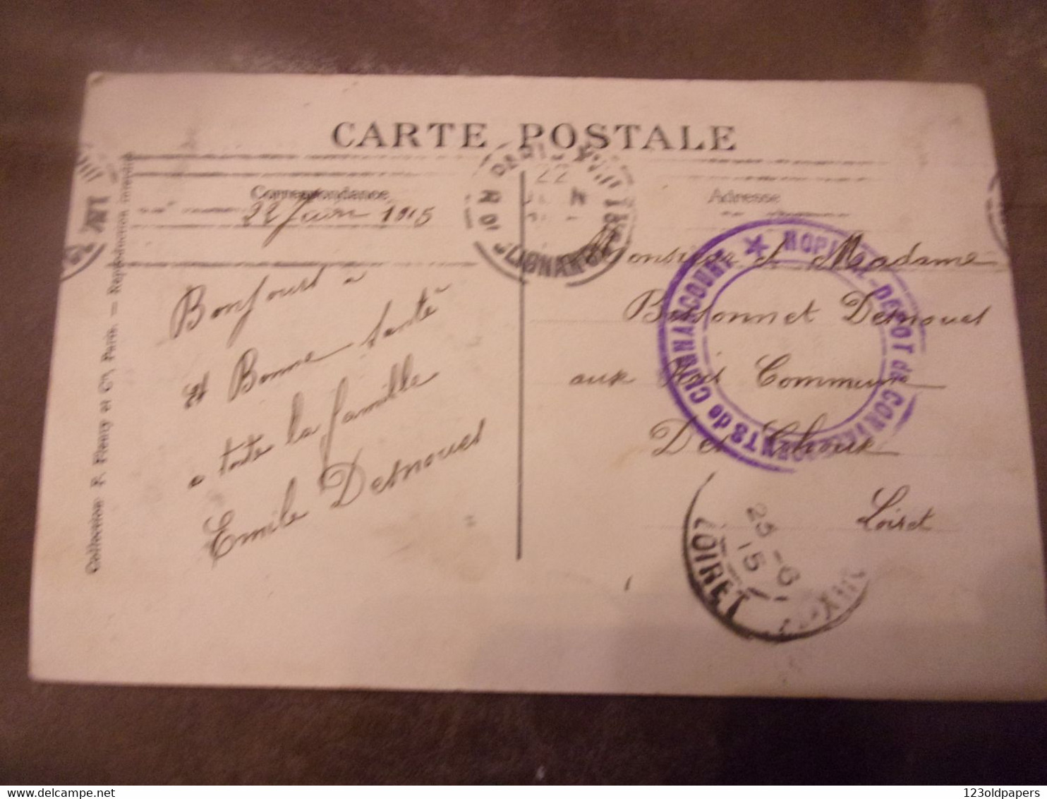 PARIS  NOUVEAU BASTION DU 76 EME DE LIGNE BOULEVARD NEY 1915 HOPITAL CACHET CLIGANCOURT - Arrondissement: 18