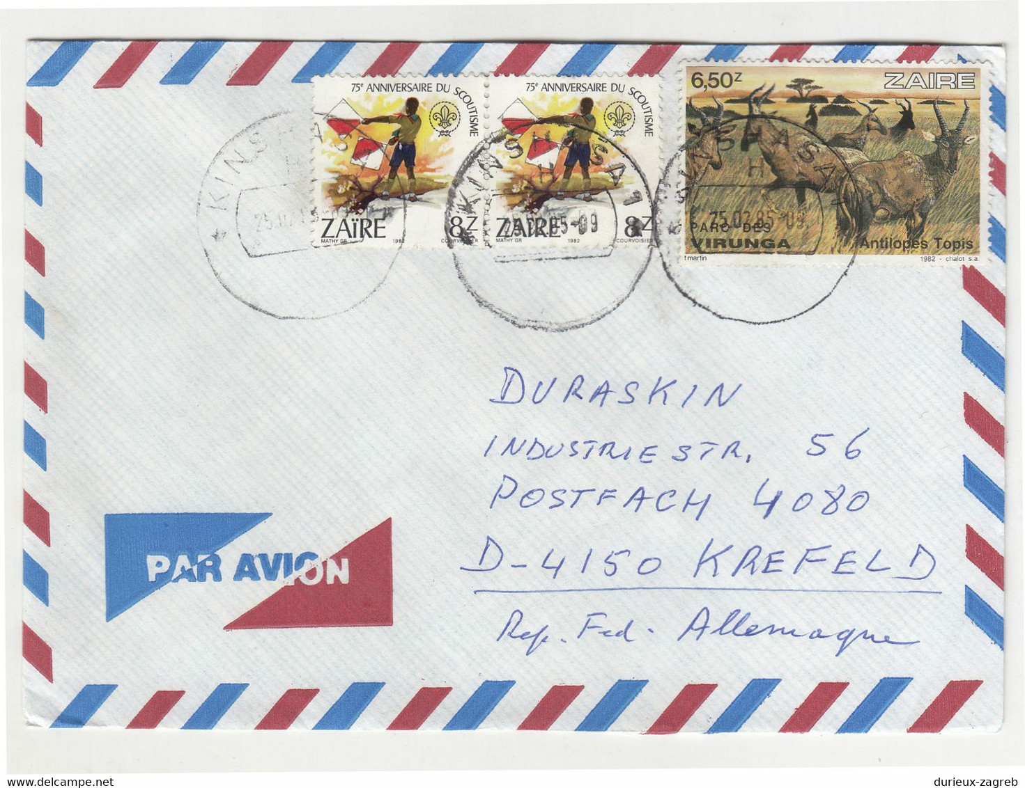 Zaire Air Mail Letter Cover Posted 1985 To Germany B230301 - Storia Postale