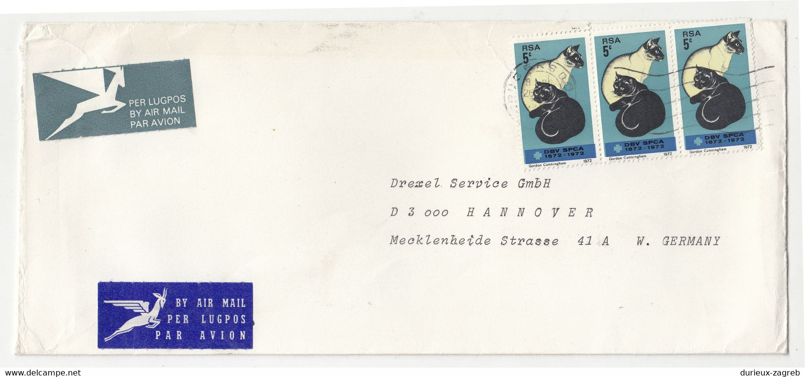 South Africa Letter Cover Posted Air Mail 1972 To Germany B230301 - Storia Postale