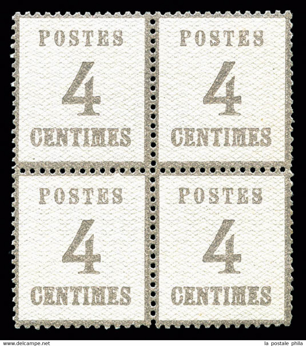 N°3, 4c Noir Sur Lilas En Bloc De Quatre, Fraîcheur Postale, Très Bon Centrage (certificat)  Qualité: ** - Unused Stamps