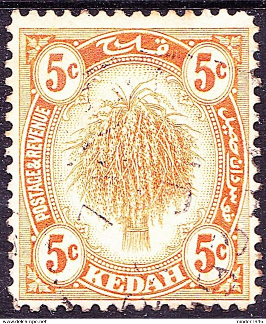 MALAYA KEDAH 1922 5c Yellow SG55w Used - Kedah