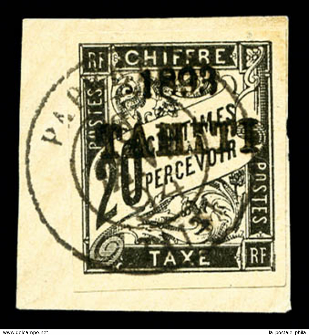 Taxe N°21, 20c Noir, Très Jolie Pièce (signé Calves/Margues/certificat)  Qualité: Oblitéré  Cote: 720 Euros - Used Stamps